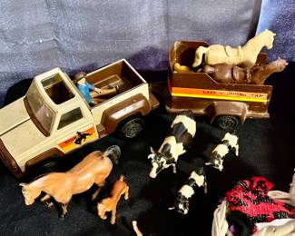 Tonka toy horse truck and trailer with Cowboy