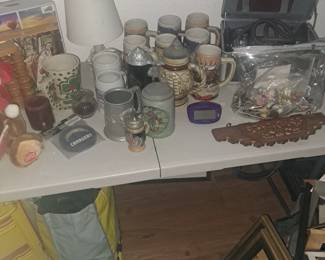 Budweiser and assorted mugs