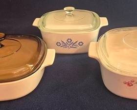 173 - 3 Corning Baking Dishes w/ Lids
