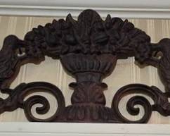 266 - Antique Iron Architectural Door Topper w/ Birds 12 x 9
