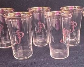 234 - 8 Blown Glass Tumblers, Initialed "P" 5.5"
