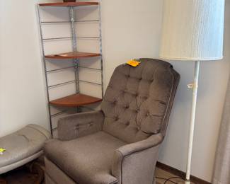 Velour bedroom chair, swivel, corner shelf, floor lamps