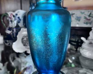 Steuben Blue Aurene Vase