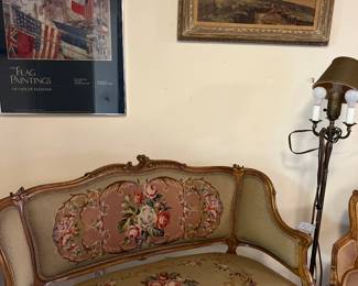 Needle Point Gilt Settee 