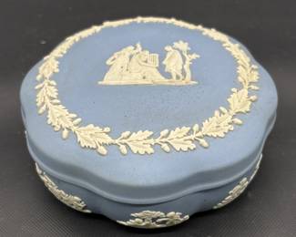 Wedgwood Blue Jasperware Trinket Dish, Marked