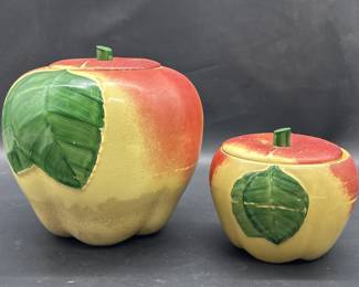 Hull Blushing Apple Cookie Jar & Sm Canister