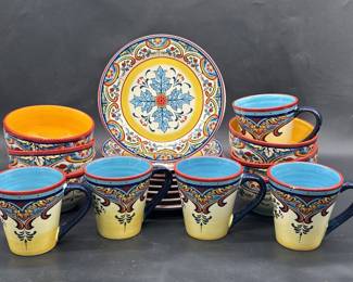 (19) Eruo Ceramica Dishes: 6-Bowls 8Cups 8-Plates