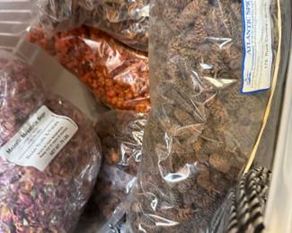 Make your own potpourri supplies - dried flowers, herbs, spices, and fruit slices or citrus peels