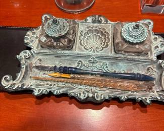 Old Dip Ink Pen and Ink Wells