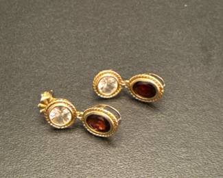 10k yellow gold ruby scrolled earrings
