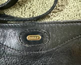 Vintage Bally Black Leather and Gold Chain Shoulder Bag