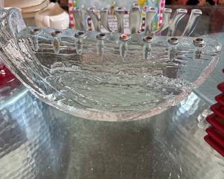 Glass Shofar Menorah