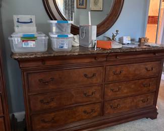 Thomasville low dresser ladies dresser, round large wall mirror