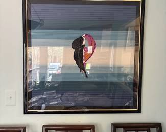 Erte, Beauty and the Beast framed silk scarf