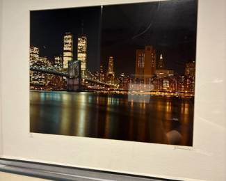 twin towers photograph at night nyc