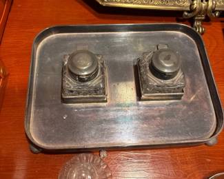 Silver plated Inkwell set