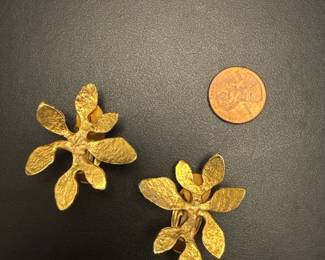 Clip-On Earrings Golden Végétal Cecile Jeanne paris