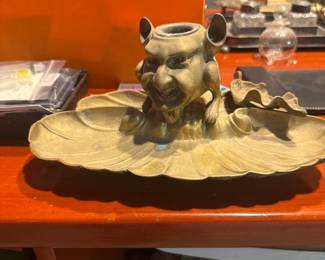 Vintage Bronze Gondola Inkwell