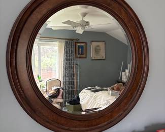 Round Mahogany Wall Mirror