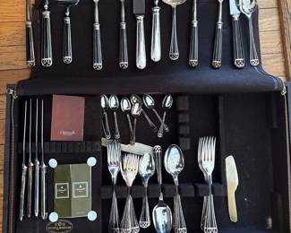 Christofle 87 piece silver plated “Les Clousonnes Laque de Chine” flatware set - $1000