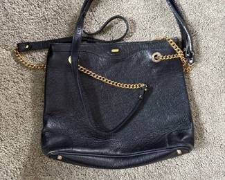 vintage BALLY Black Leather Shoulder Bag Double Strap