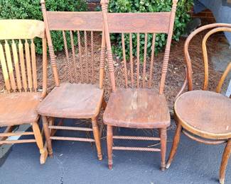 2 BARLEY TWIST CHAIRS  1 BENTWOOD