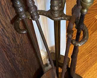 Brass Handle Fireplace Set