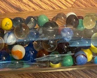 Glass Rolling Pin Jar with Marbles