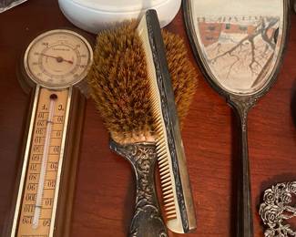 Old Sterling Weighted Brush and Mirror
