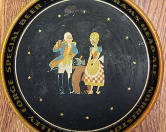 Old Valley Forge Special Beer Scheidt's Rams Head Ale Norristown, Pa. Metal Serving Tray