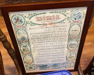 Framed "Dixie" Sheet Music