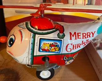 Vintage Tin Litho Christmas Helicopter (Korea)