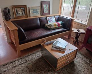Mission sofa leather built-in seating