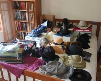Several men's and women's hats stylish riding equestrian Kentucky Derby like
