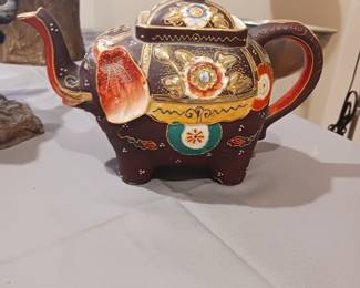 Beautifully decorated hand-painted elephant teapot