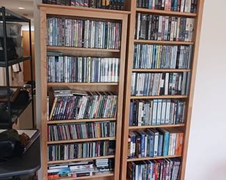 VHS and DVDs and music CDs