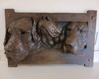 Bronze hunting dog sculpture