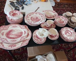 Johnson Brothers Old British Castles Red Transferware China Set $250