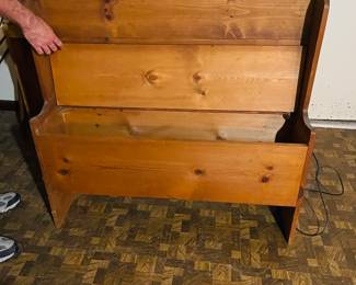 All wood bench seat with storage