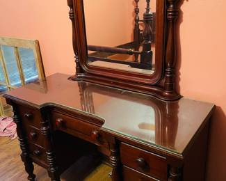 Antique vanity and stool. Matches 4poster bed