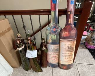 30' Metal Nativity Set and 46" Metal wine wall decor