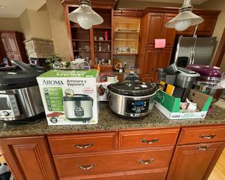 Is that a new Plum Kithenaid mixer? Yes, never used. Is that Amana Frig for sale? Yes, but better be here early to snag!