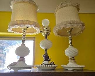 MILK GLASS LAMPS RM MID UPPER