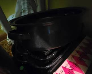 VARIOUS ENAMEL WARE PANS KITCHEN