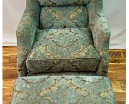 Arhaus Furniture Cambridge Collection Upholstered Armchair and Ottoman
