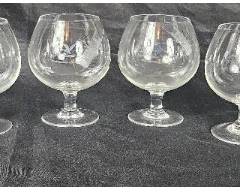 Vintage Sasaki Etched Bamboo Brandy Glasses - Set of 6