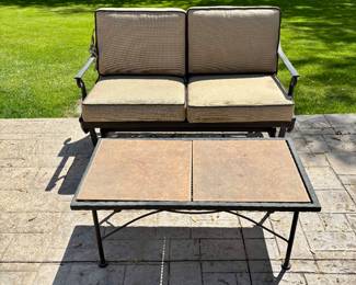 Glider and tile top coffee table