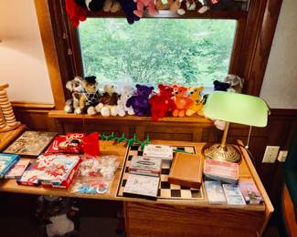 Games, Ty beanies and bankers lamp