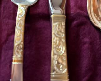 Details of Gorham Golden scroll  flatware