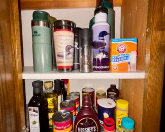 Pantry items and water bottles